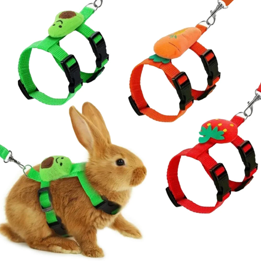Rabbit Cat Harness and Leash Set Adjustable Pet Lead Leash for Small Animals Ferrets Piggies Hedgehogs Outdoor Walking